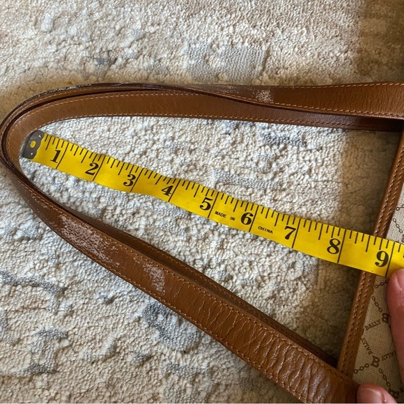 Bally Vintage RARE Monogrammed B Medium Tote Bag Purse Handbag Brown Tan Leather - Picture 14 of 16